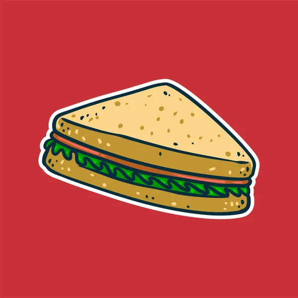 Sandwich Dibujos Animados Estilo Colorido Vector Ilustración Desayuno Icono Comida — Vector de stock