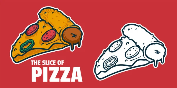 Pizza Ritning Vektor Illustration Svart Och Vit Färger Enkel Klotter — Stock vektor