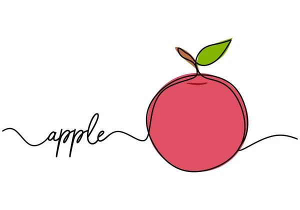 Apple Dessin Continu Une Ligne Illustration Vectorielle Fruits — Image vectorielle