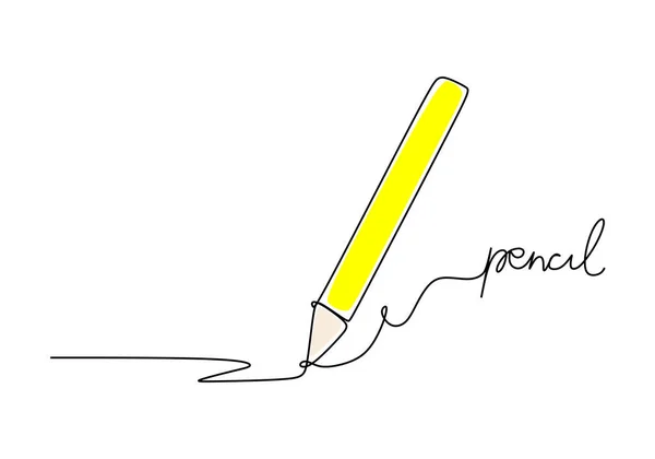 Олівець Шкільний Освітній Єкт Один Лінійний Малюнок Безперервного Дизайну Векторні — стоковий вектор