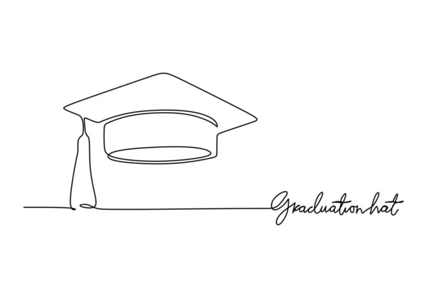 Καπέλο Αποφοίτησης Αντικείμενο Σχολικής Εκπαίδευσης Σχέδιο Μιας Γραμμής Συνεχούς Σχεδιασμού — Διανυσματικό Αρχείο