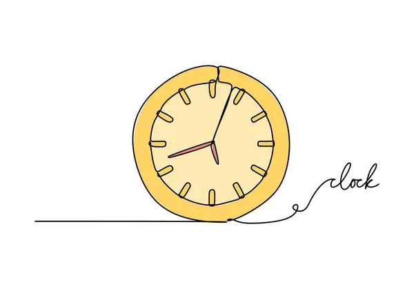 Настенные Часы Объект Школьного Образования Одна Линия Рисунок Непрерывный Дизайн — стоковый вектор