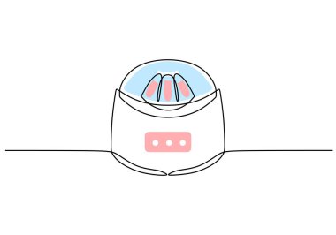 Santrifüj - Laboratuvar ekipmanları ve araçları nesnesi, sürekli tasarım çizimi, bilim ve eğitim için vektör illüstrasyonu.