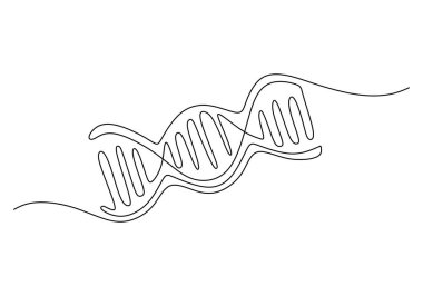 Beyaz arkaplanda izole edilmiş tek bir DNA çizgisi.