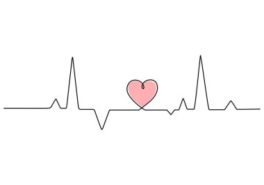 Beyaz arka planda izole edilmiş tek bir kalp atışı çizgisi..