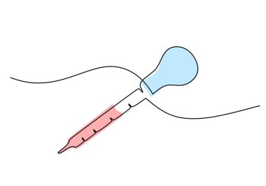 Pipette - Laboratuvar ekipmanları ve araçları nesnesi, sürekli tasarım çizimi, bilim ve eğitim için vektör illüstrasyonu.