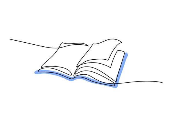 Livro Objeto Educação Escolar Desenho Uma Linha Desenho Contínuo Ilustração — Vetor de Stock