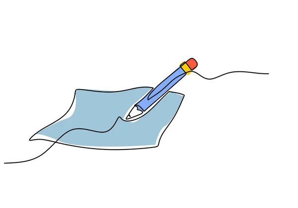 彩色铅笔 学校教育对象 单线绘图连续设计 矢量插图 — 图库矢量图片