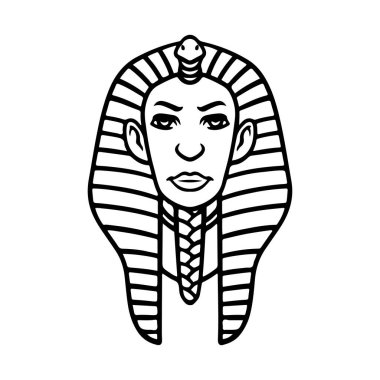 Firavun Kleopatra, Mısırlı kadın el çizimi, kadın eli karalama vektörü çizimi siyah beyaz.