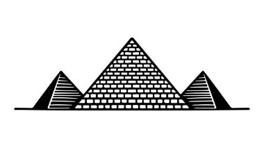 Piramit antik bina siyah-beyaz vektör çizimi basit.