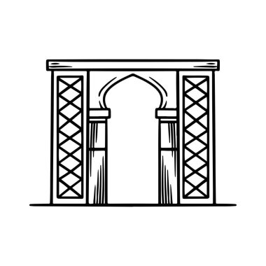 İslami kapı elle çizim vektörü.