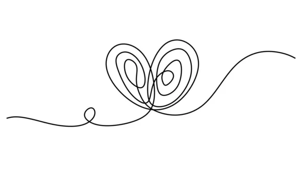 Love One Line Drawing Heart Vector Scribble Art - Stok Vektor