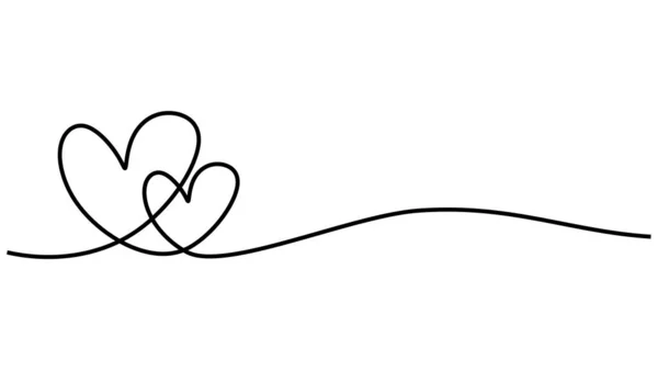 Два Сердца Обнимающие Непрерывную Линию Рисунка День Святого Валентина Концепция — стоковый вектор