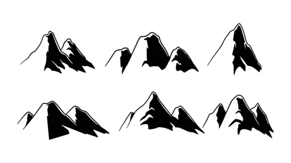Conjunto Siluetas Montaña Colección Ilustraciones Vectoriales Con Siluetas Cadenas Montañosas — Vector de stock