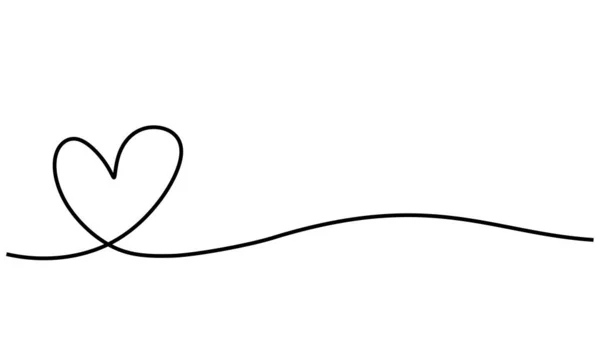 Serce Jedna Linia Rysunek Wektor Minimalny Symbol Miłości Narysowany Ręcznie — Wektor stockowy
