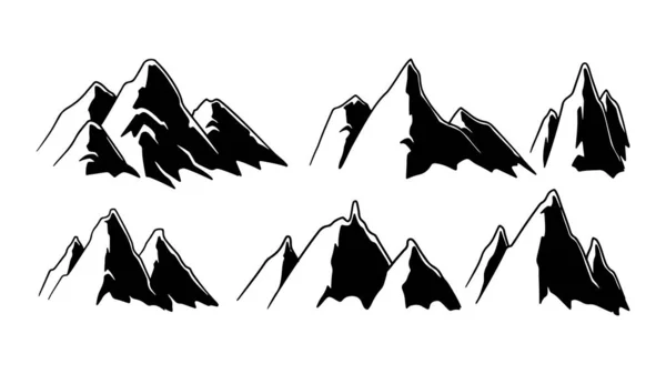 Dağ Silueti Seti Vektör Illüstrasyonları Koleksiyonu Dağ Siluetleri Özellikle Kayalık — Stok Vektör