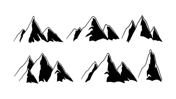 Mountain Silhouette Set Collection Vector Illustrations Featuring Silhouettes Mountain Ranges — Stock Vector