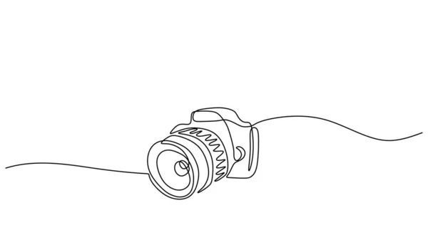 Dslr Camera Disegno Continuo Una Linea Illustrazione Vettoriale Tratto Modificabile — Vettoriale Stock