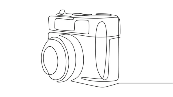 Eski Kamera Bir Çizgi Çiziyor Düzenlenebilir Vektör Vuruşu Çizimi Kesintisiz — Stok Vektör