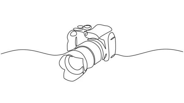 Dslr Camera Spojitý Jednořádkový Výkres Vektorový Ilustrační Upravitelný Tah Kreslený — Stockový vektor