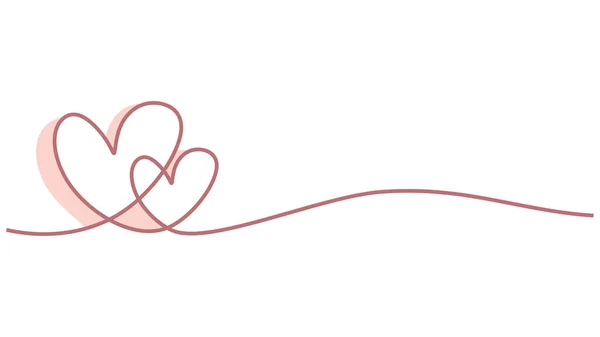 Два Сердца Непрерывной Линии Рисования День Святого Валентина Концепция Одной — стоковый вектор