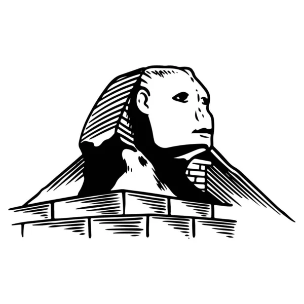 Sphinx Bâtiment Esquisse Dessinée Main Illustration Vectorielle Noir Blanc — Image vectorielle