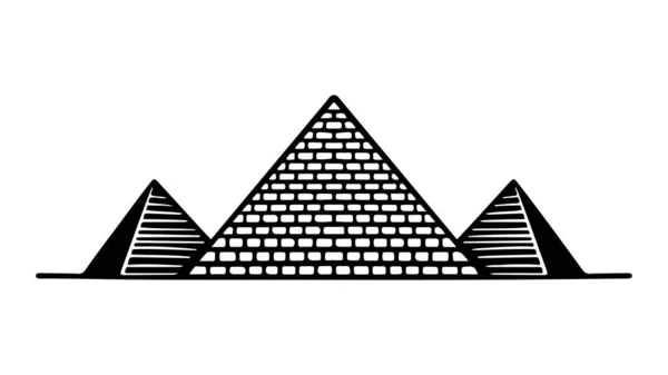 Pirámide Edificio Antiguo Blanco Negro Vector Ilustración Simple — Archivo Imágenes Vectoriales