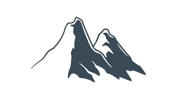 Mountain Peak Icon Silhouette Vector Simple Vintage Design Logo — Stock Vector
