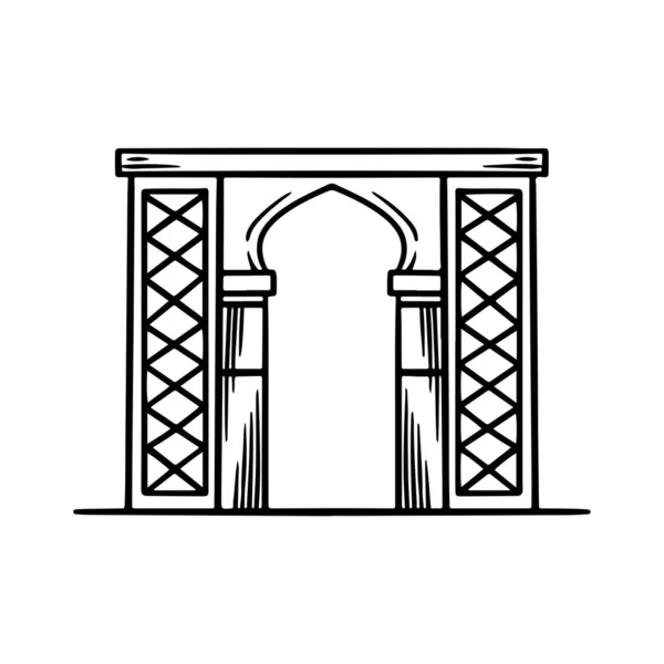 Puerta Islámica Construcción Mano Dibujo Vector — Archivo Imágenes Vectoriales