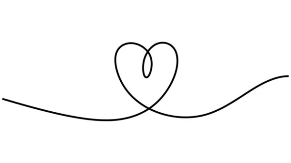 心脏向量的连续单线绘图 最简约的手绘 — 图库矢量图片