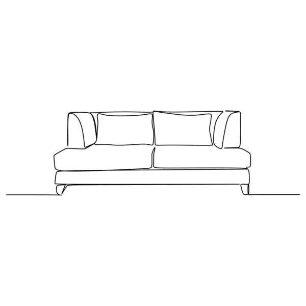 Eine Linie Zeichnung Durchgehendes Design Des Sofas Isoliert Auf Weißem — Stockvektor
