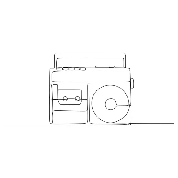 Одна Линия Рисунок Непрерывного Дизайна Винтажное Радио Изолированы Белом Фоне — стоковый вектор
