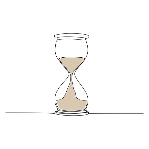 Одна Линия Рисунок Непрерывного Дизайна Песчаные Часы Изолированы Белом Фоне — стоковый вектор
