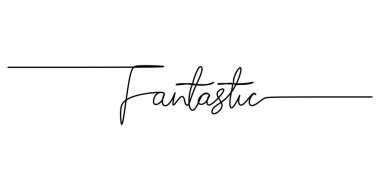 Beyaz arkaplanda izole edilmiş fantastik kelime yazma sanatının aralıksız bir çizgi çizimi.