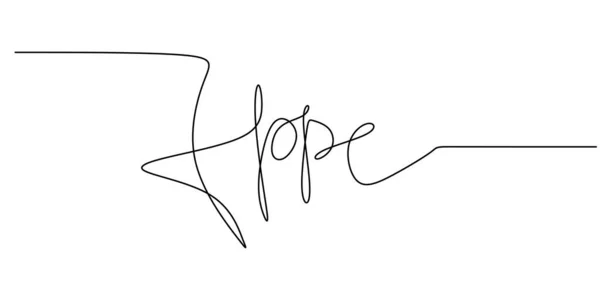 Μια Συνεχής Γραμμή Σχεδίασης Τυπογραφία Γραμμή Τέχνης Της Ελπίδας Λέξη — Διανυσματικό Αρχείο