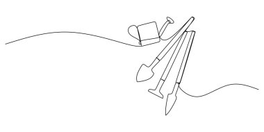 Beyaz zemin üzerinde izole edilmiş tek satır çiftçilik araçları.