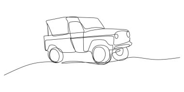 Devamlı tek bir off-road aracı hattı beyaz arka planda izole edildi.