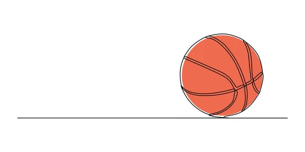 Continu Een Lijn Van Basketbal Geïsoleerd Witte Achtergrond — Stockvector
