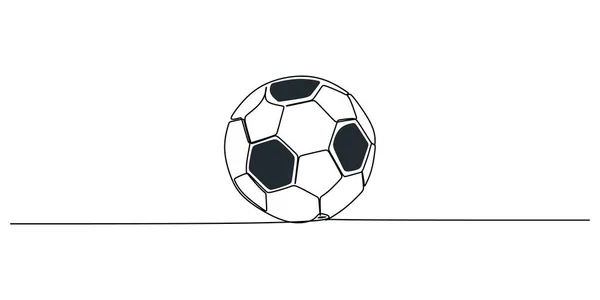 Continuous Single One Line Soccer Ball Isolated White Background — Stock Vector