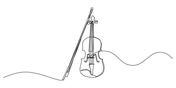 Continuous Single One Line Violin Isolated White Background — Stock Vector
