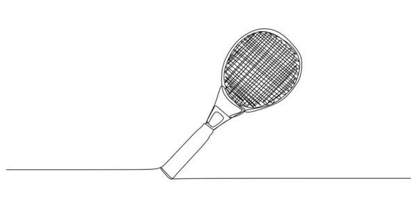 Raqueta Tenis Continua Una Sola Línea Aislada Sobre Fondo Blanco — Archivo Imágenes Vectoriales