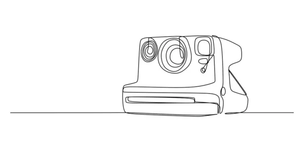 Непрерывная Одиночная Линия Камеры Polaroid Изолированная Белом Фоне — стоковый вектор