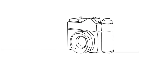 Beyaz Arkaplanda Sürekli Tek Bir Kamera Hattı Izole Edildi — Stok Vektör