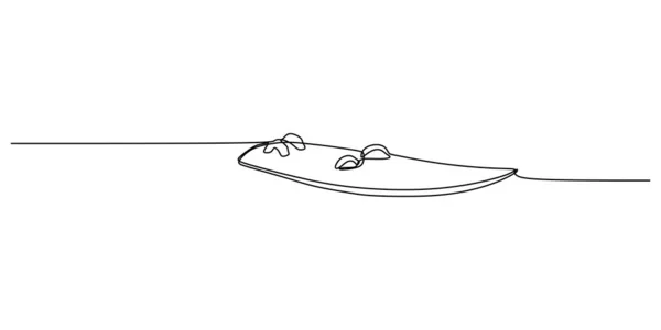 Continuous Single Line Surfing Board Isolated White Background — стоковый вектор