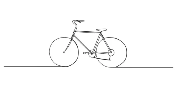 Kontinuerlig Enda Linje Vintage Cykel Isolerad Vit Bakgrund — Stock vektor