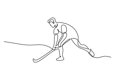 Hokey Kostüm Bir Satır Çizimi: Sürekli El Çizimi Spor Teması