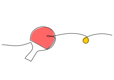 Masa Tenisi Raketi Bir Satır Çizimi: Devamlı El Çizimi Spor