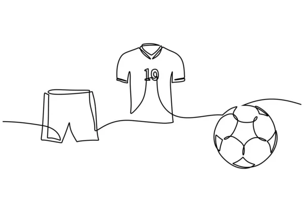 Disegno Uniforme Una Linea Calcio Tema Continuo Sport Disegnato Mano — Vettoriale Stock