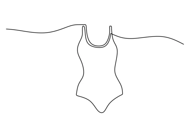 Dibujo Una Línea Traje Baño Objeto Tema Deporte Dibujado Mano — Vector de stock