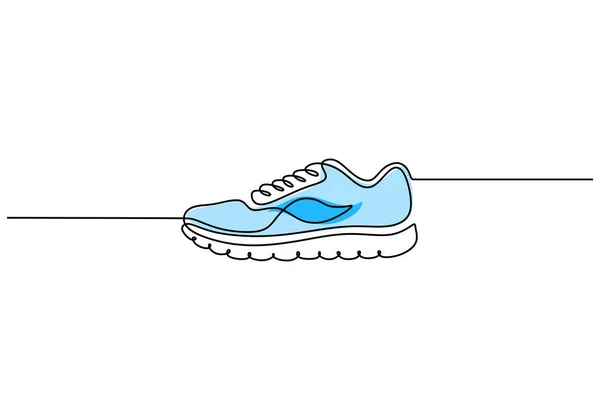 Zapatos Para Correr Dibujo Una Línea Tema Deporte Dibujado Mano — Vector de stock
